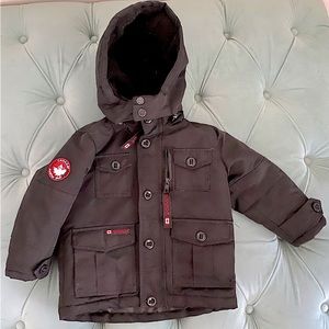 Canada Weathergear Black Parka Winter Coat with Detachable Zipper Hood - Size 3T